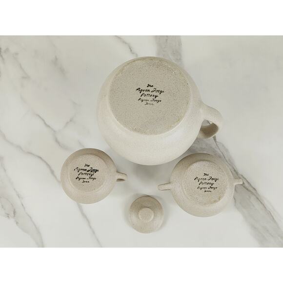 The Pigeon Forge Pottery Dogwood Floral Pitcher Jug Creamer Sugar Bowl x3 Vtg - Picture 13 of 16